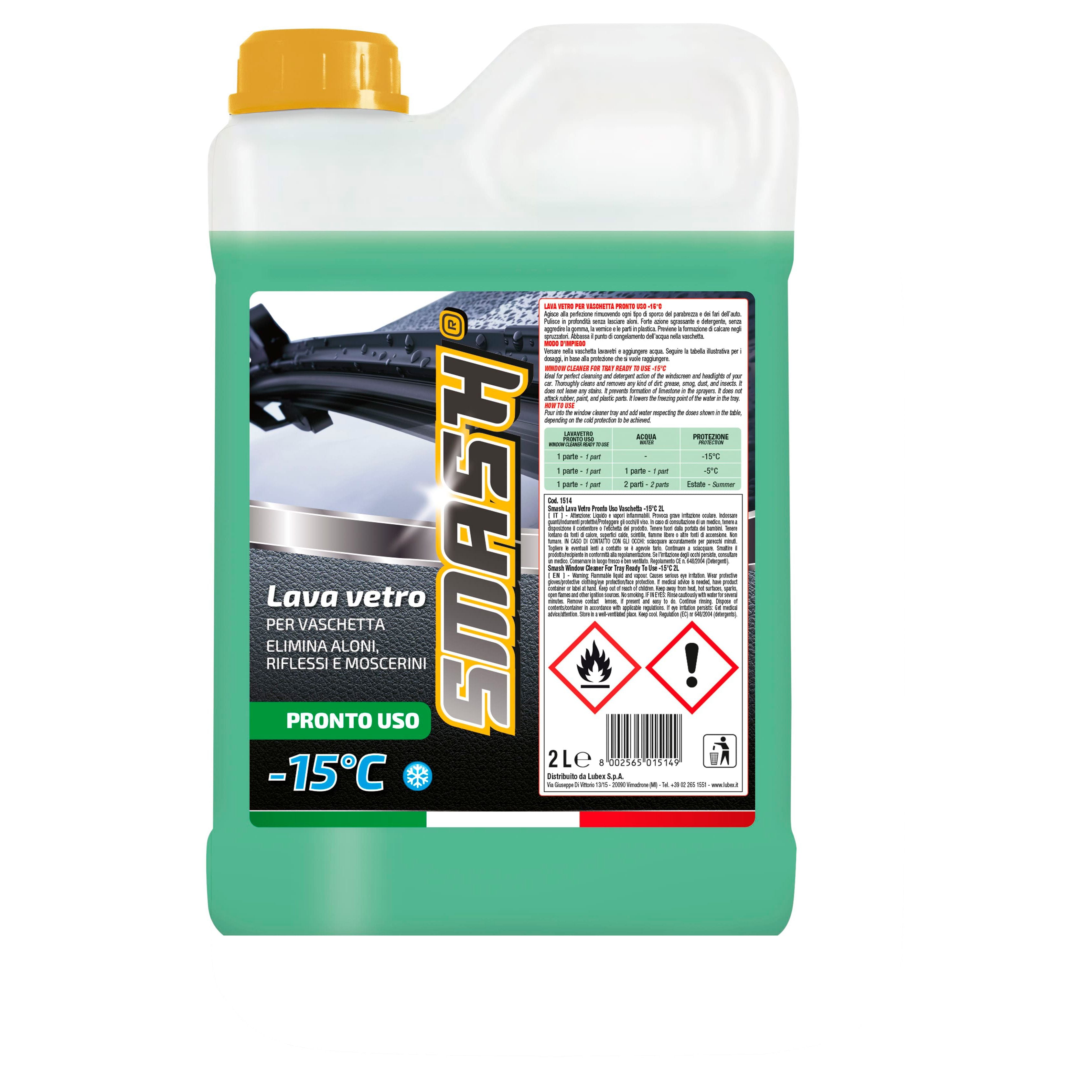 Smash lavavetro auto -15¬∞C