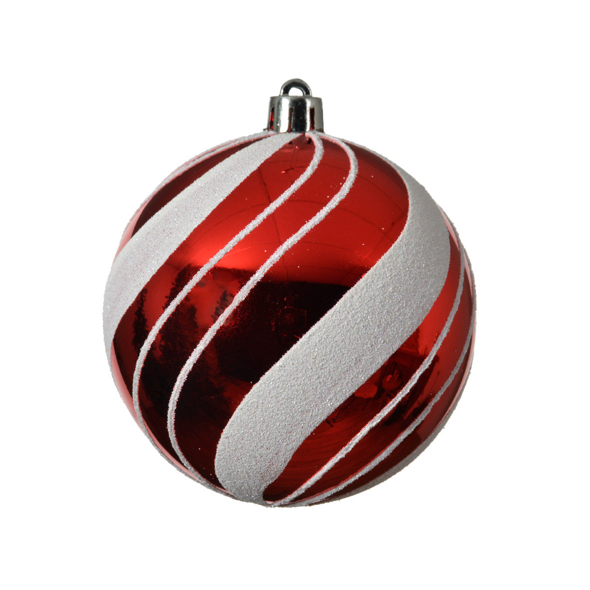 Pallina di natale strisce bianca e rossa 8 cm