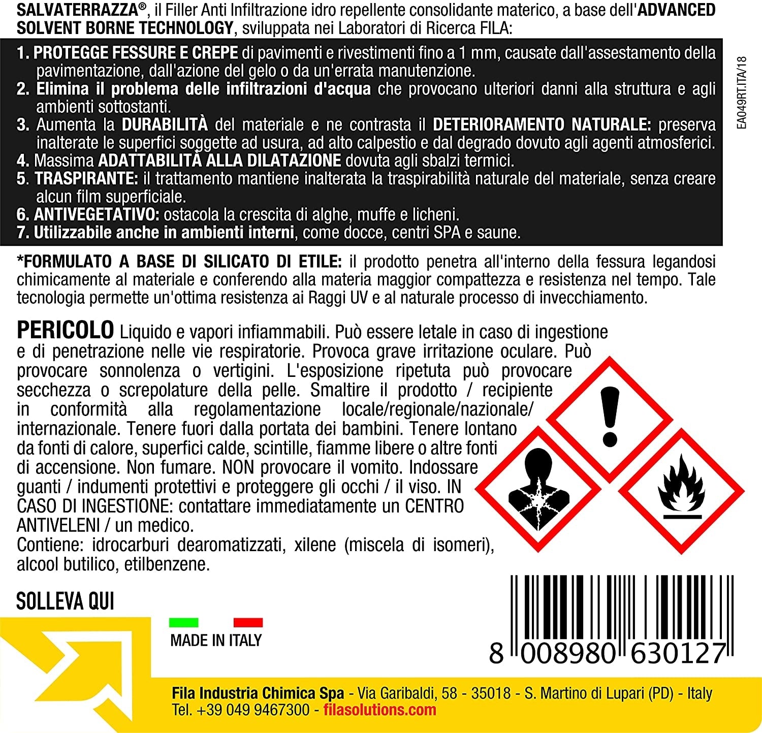Idrorepellente per terrazze Salvaterrazza FILA antiinfiltrazione 1lt 3