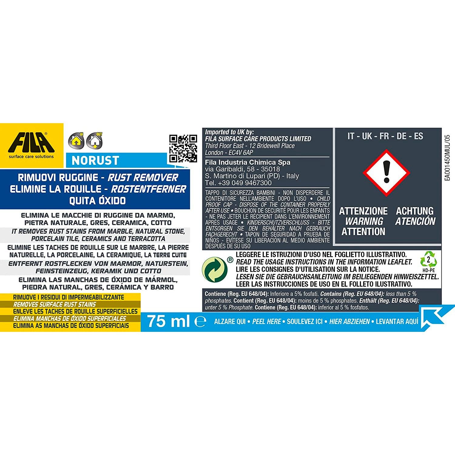 Smacchiatore elimina ruggine FILA 75 ml 7