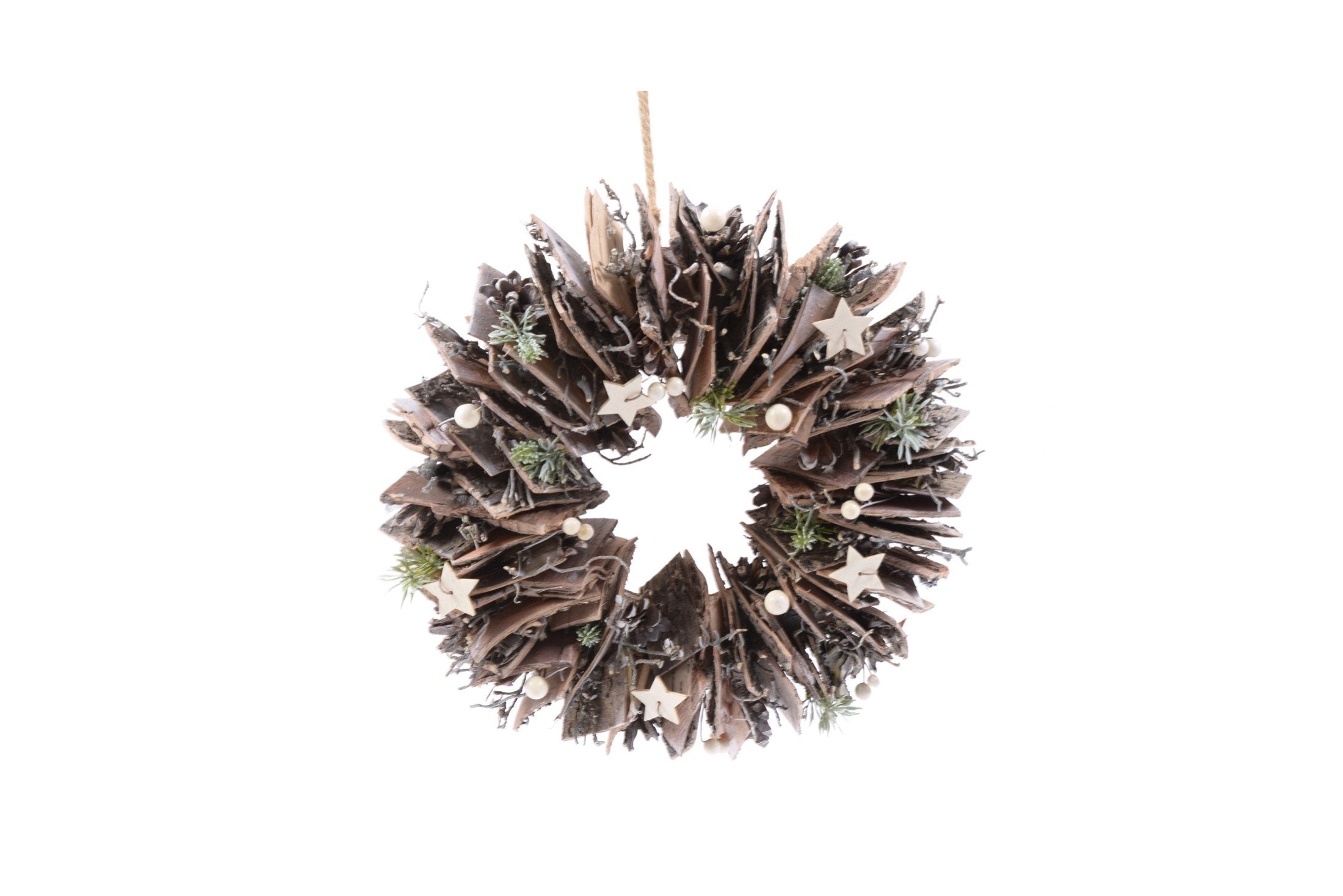 Corona dietro porta natalizia di legno