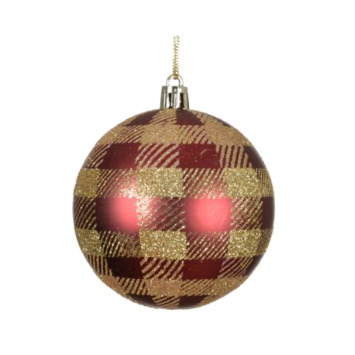 Palla di Natale Rosso Tartan Oro Ø?8?cm