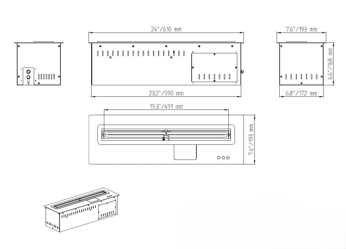 Bruciatore a bioetanolo Smart APP inserto automatico da incasso 70 PRO-LINE 10