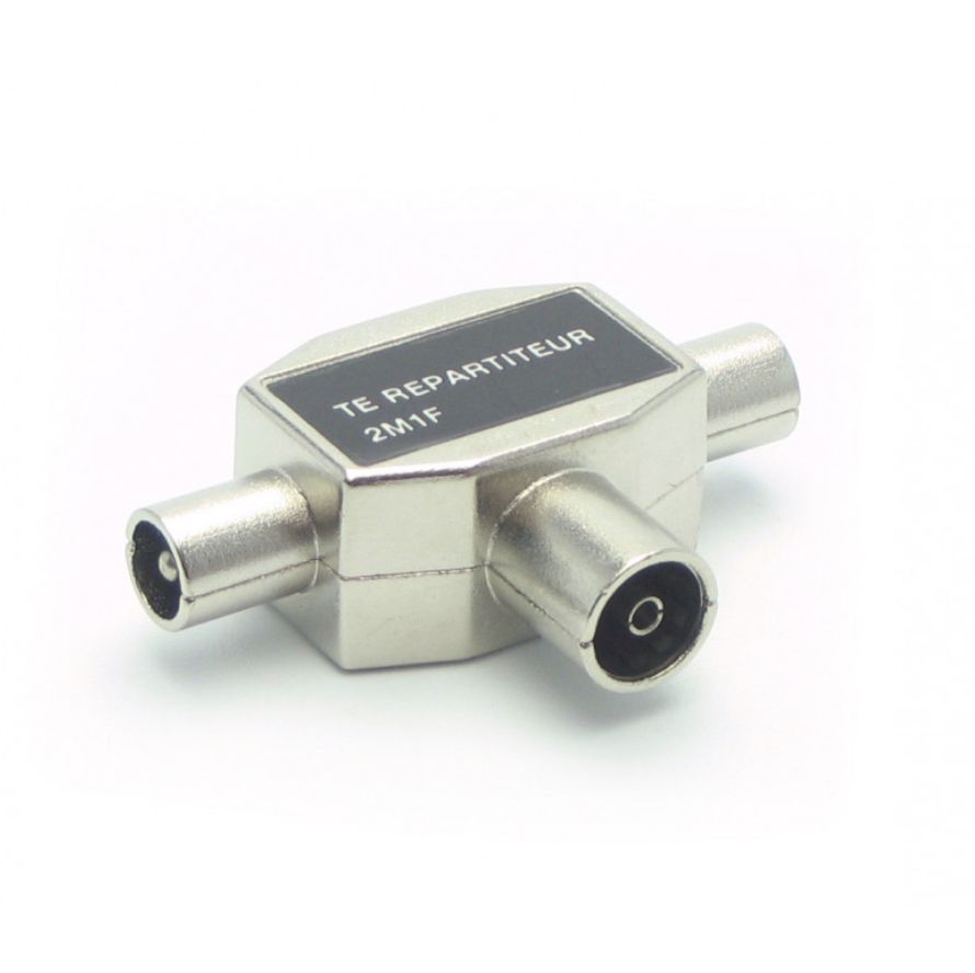 Partitore TV a T 9,52mm 2M/1F schermato in metallo