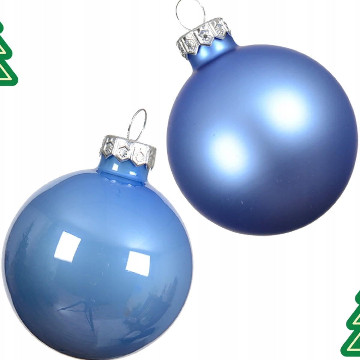 Set 6 Palline Natalizie in Vetro Blu Cielo Ø 8 cm
