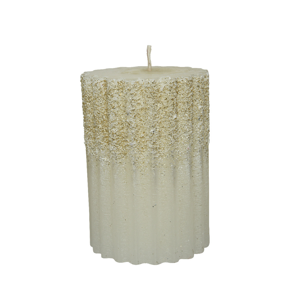 Candela bianca con glitter