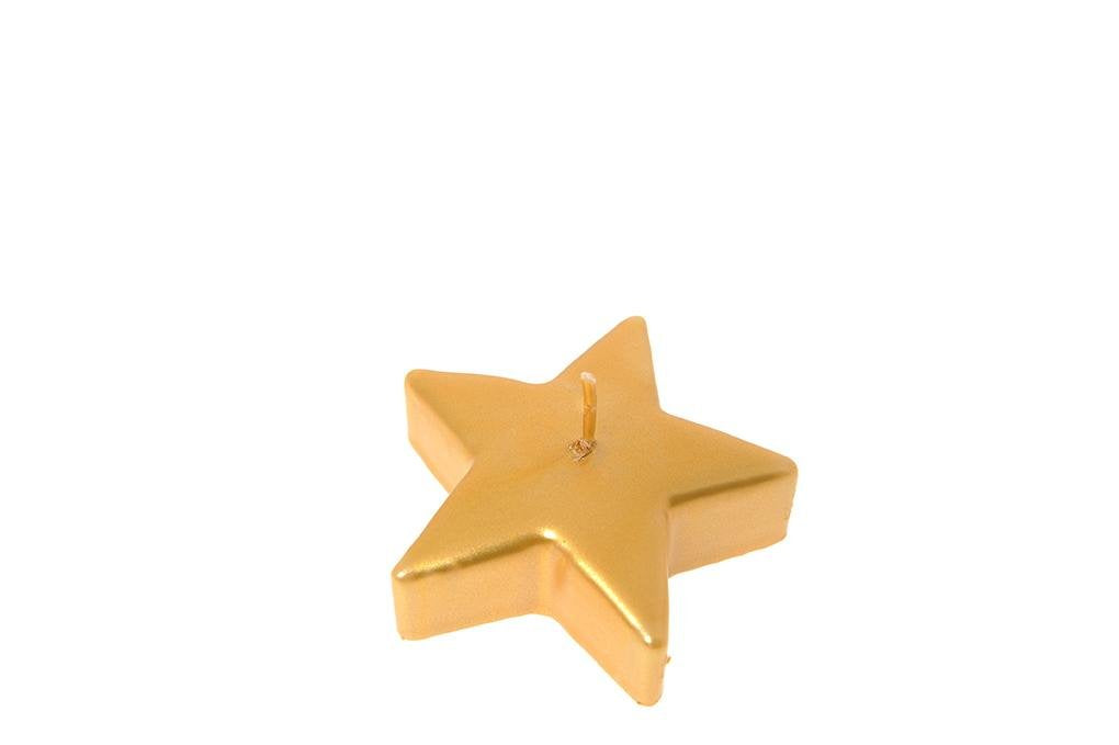 Candela stella metalliche in cera colore oro