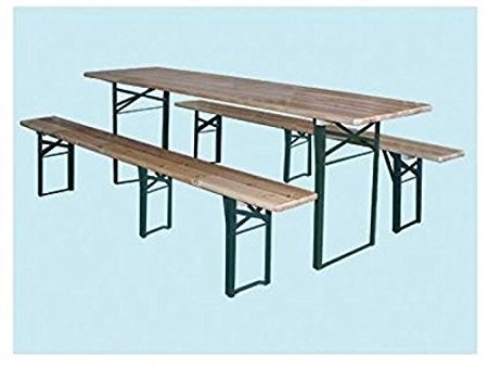 SET BIRRERIA IN LEGNO PIEGHEVOLE TAVOLO A DUE PANCHE 220X70