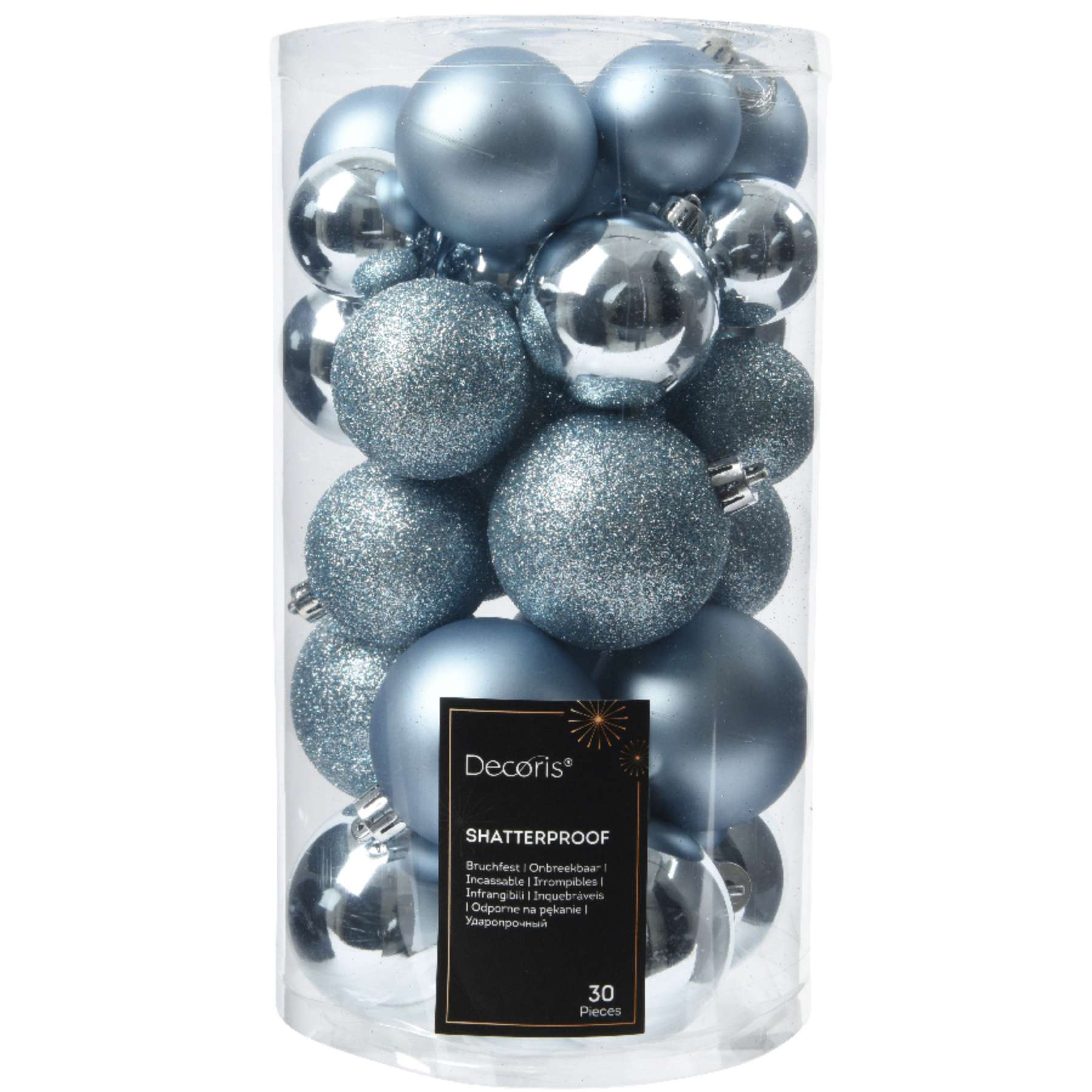 Confezioni 30 palline azzurre 6cm