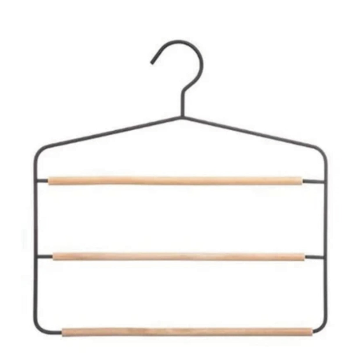 Appendiabiti a 3 pantaloni in legno e metallo