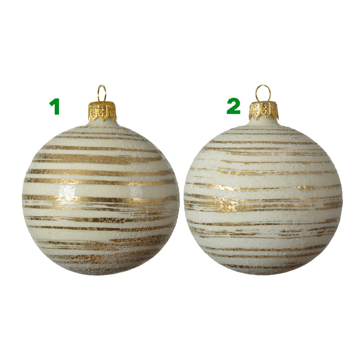 Pallina bianca satinata oro 8 cm