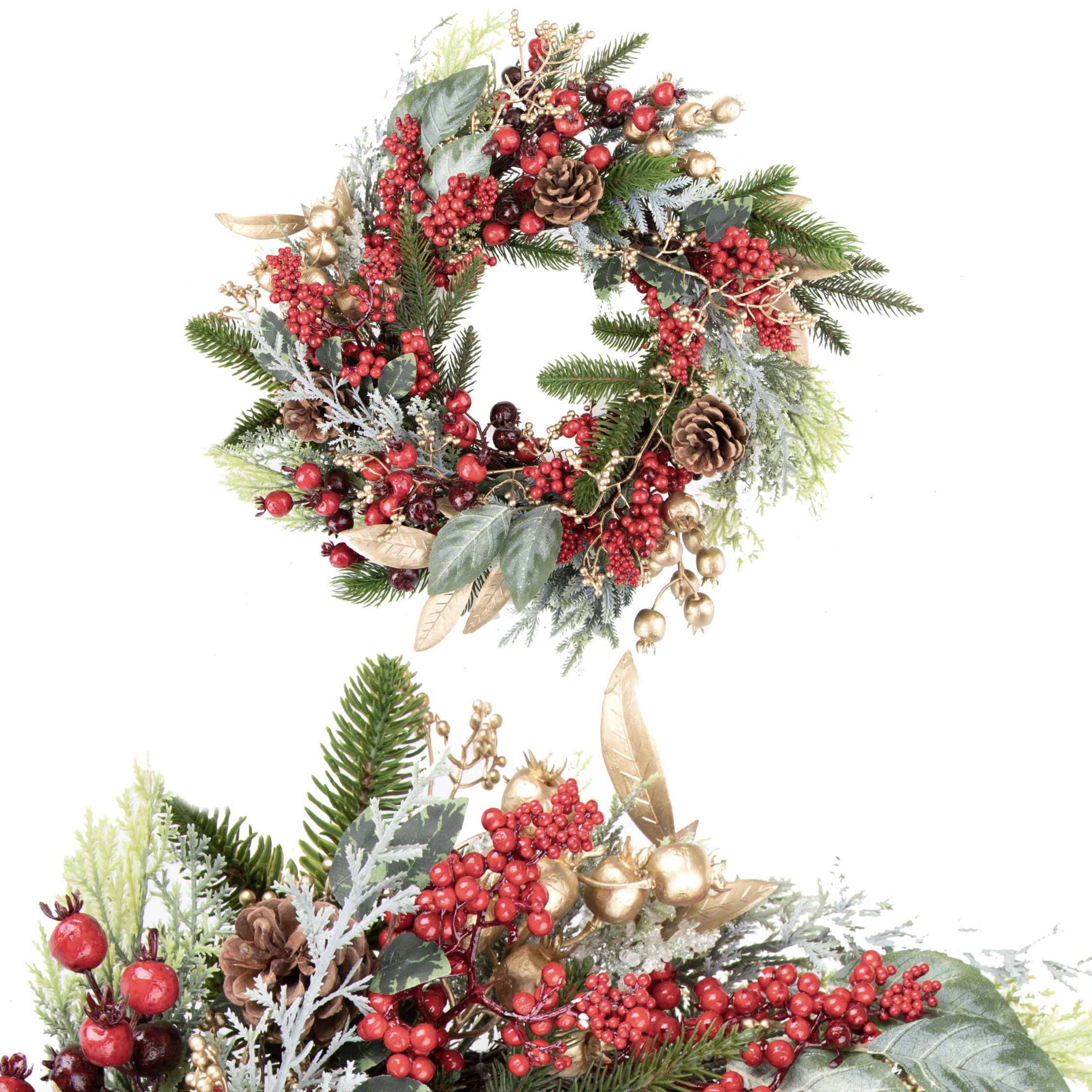 Corona ghirlanda natalizia Gold berries 46 cm