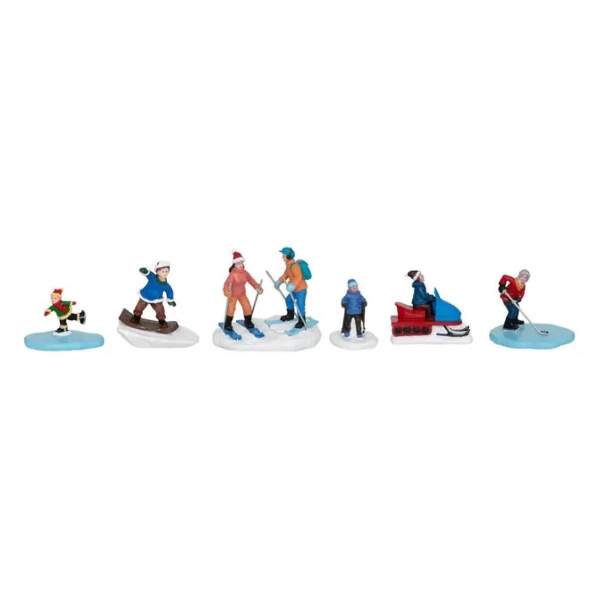 Set 6 Statuine Sport Invernali per Villaggio Natalizio