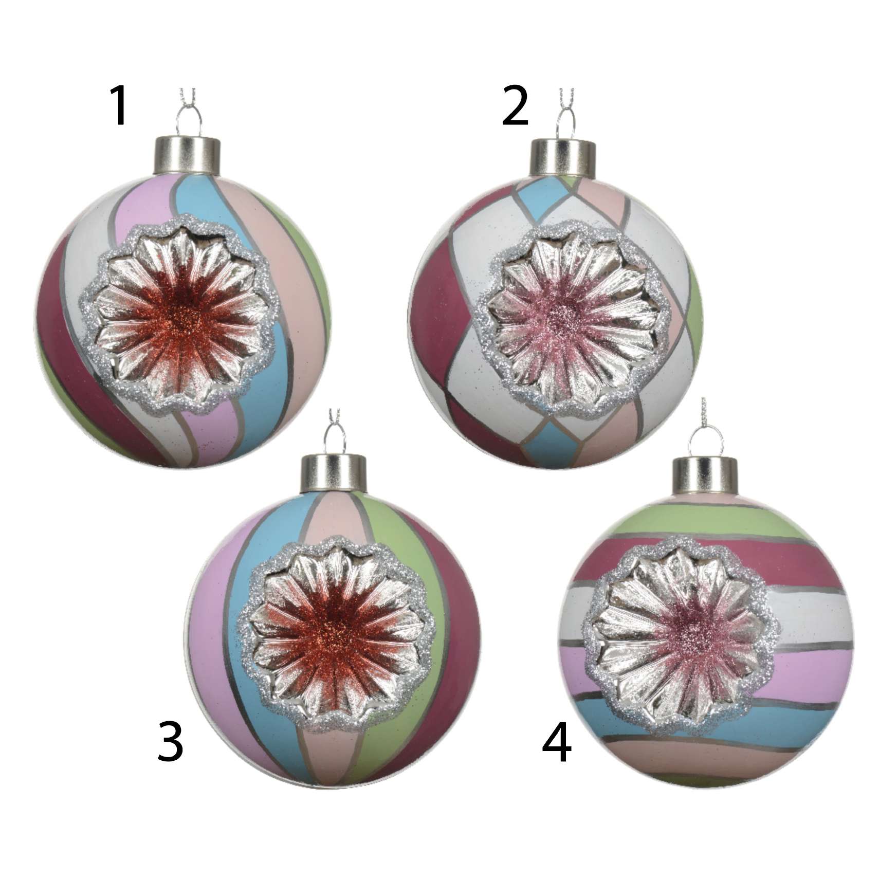 Palline in vetro rosa-rosso 8 cm