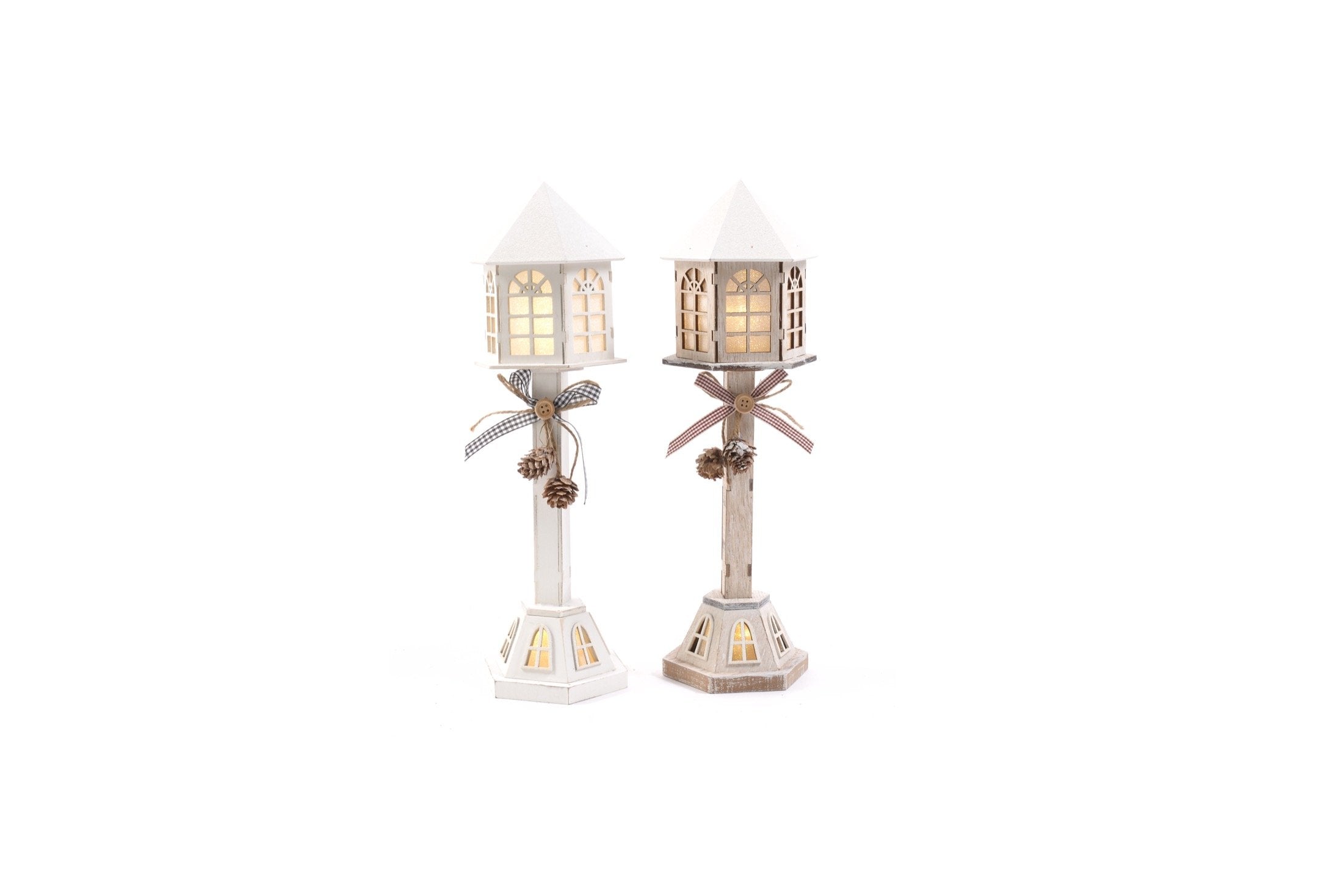 Lampione natalizio in legno con luci