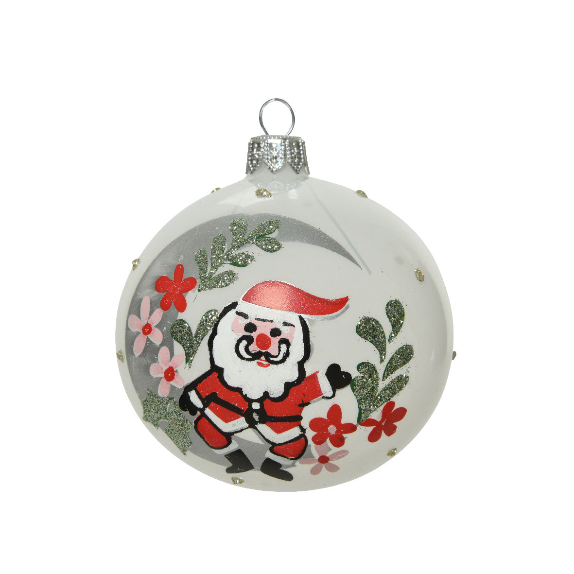 Palla di vetro babbo natale sulla luna 8cm