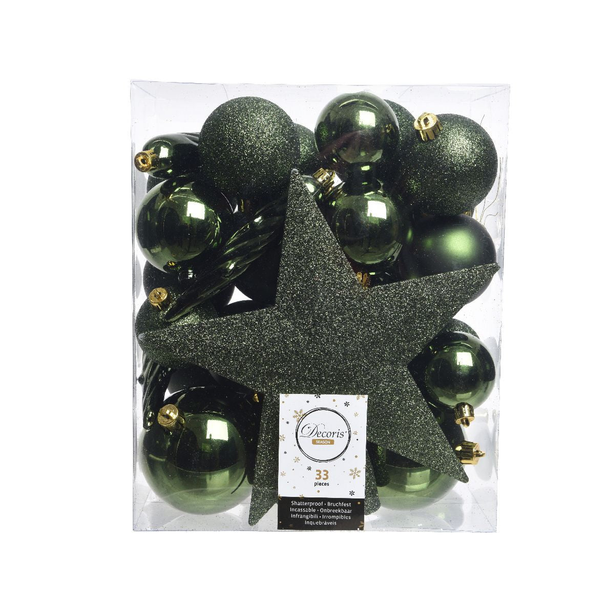 Confezione 33 palline verde 8 cm