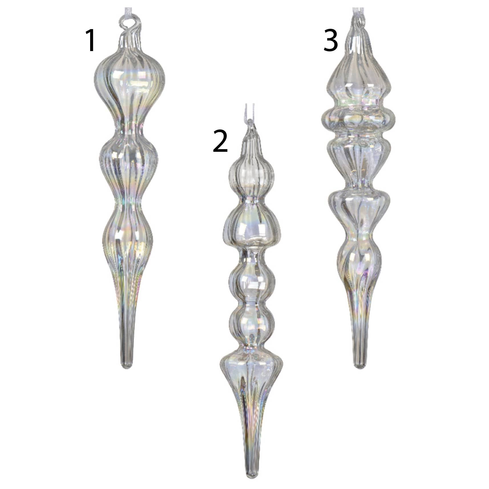 Pendaglio in vetro trasparente iridescente 18 cm