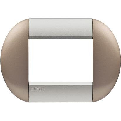 BTicino LNB4803TB Placca Tonda 3 Moduli, Bronzo