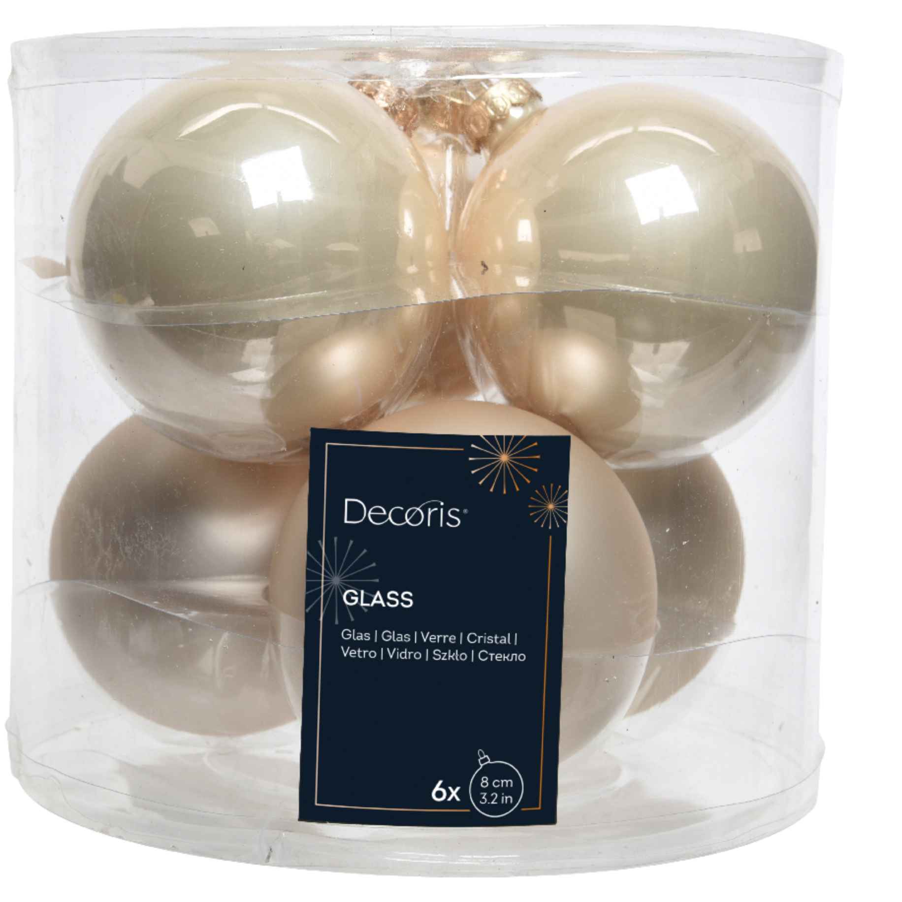 Kit 6 palline in vetro 8 cm 3