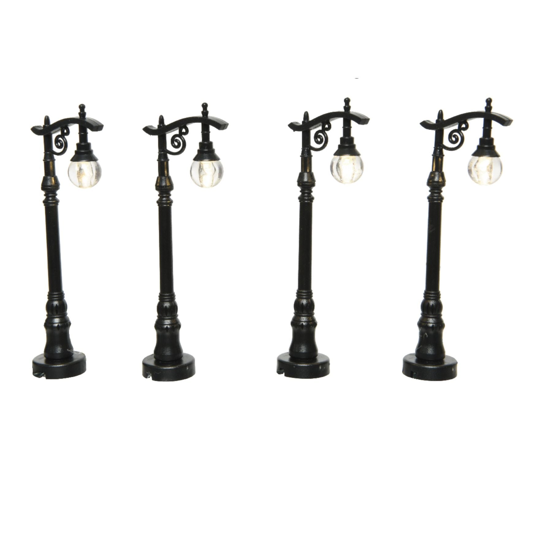 4 lanterne nere villaggio natalizio 10 cm