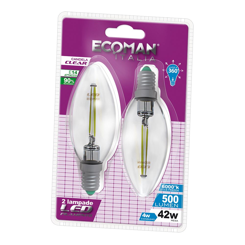 Lampadina filamento Clear 4W E14
