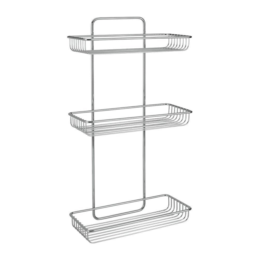 MENSOLA RETTANGOLARE 3 PIANI CROMATA CM.26x12x50 MALLORCA