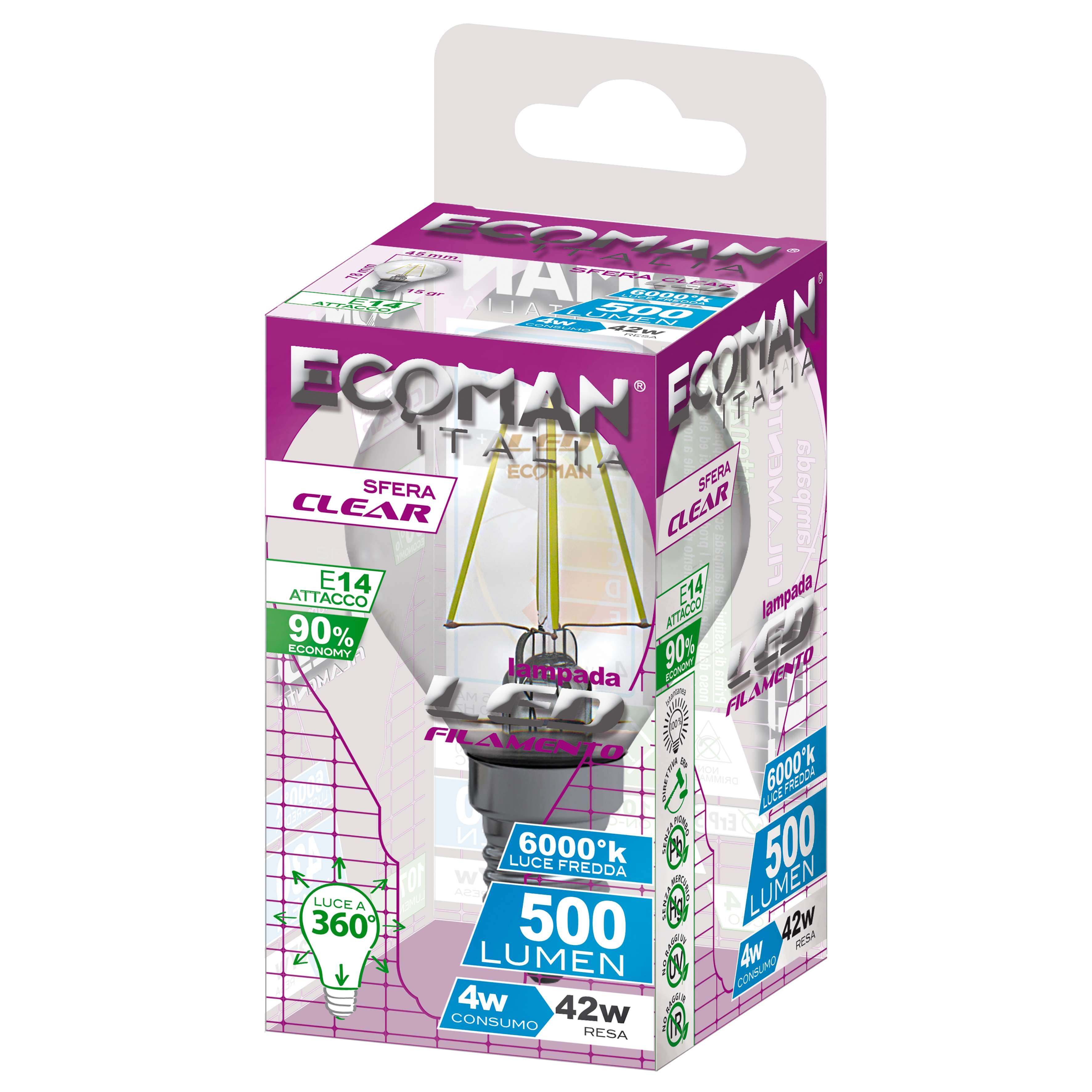 Lampadina LED filo Clear 4W 4