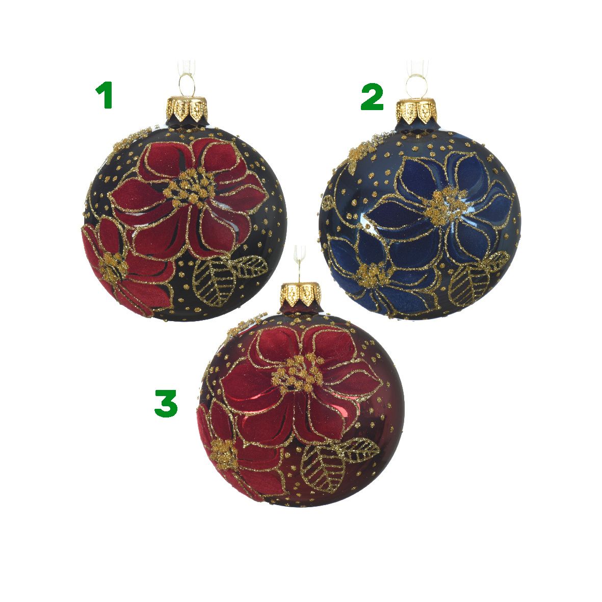 Pallina con decoro fiori 8 cm