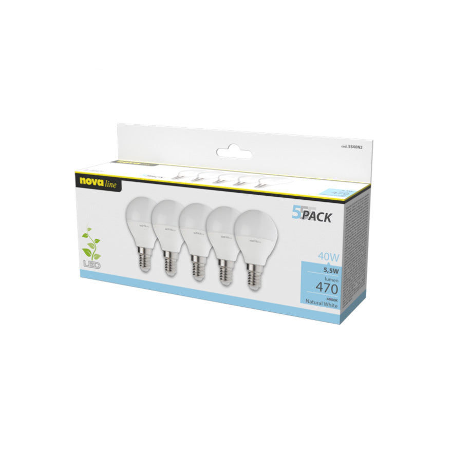5 lampadine sfera LED E14