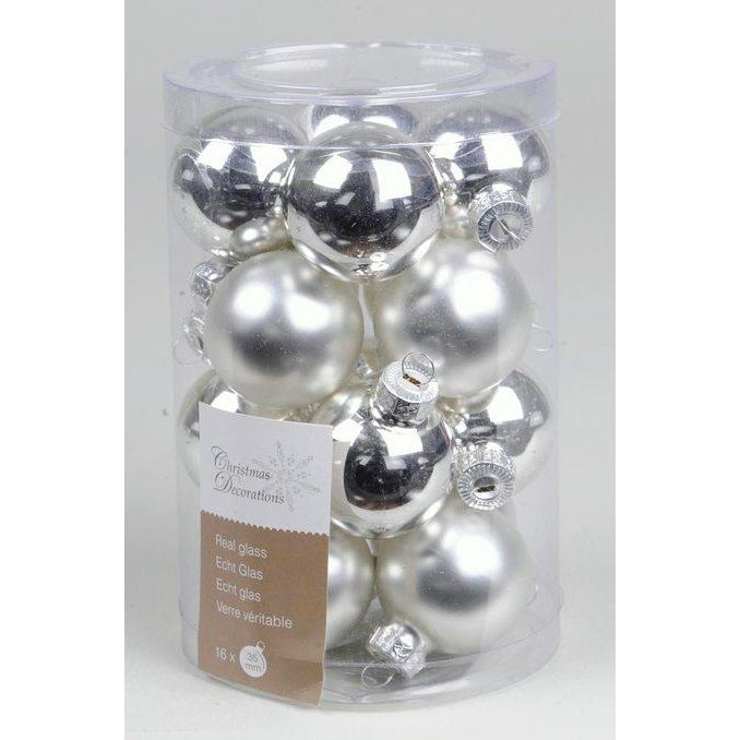 Confezione 16 palline in vetro argento Kaemingk