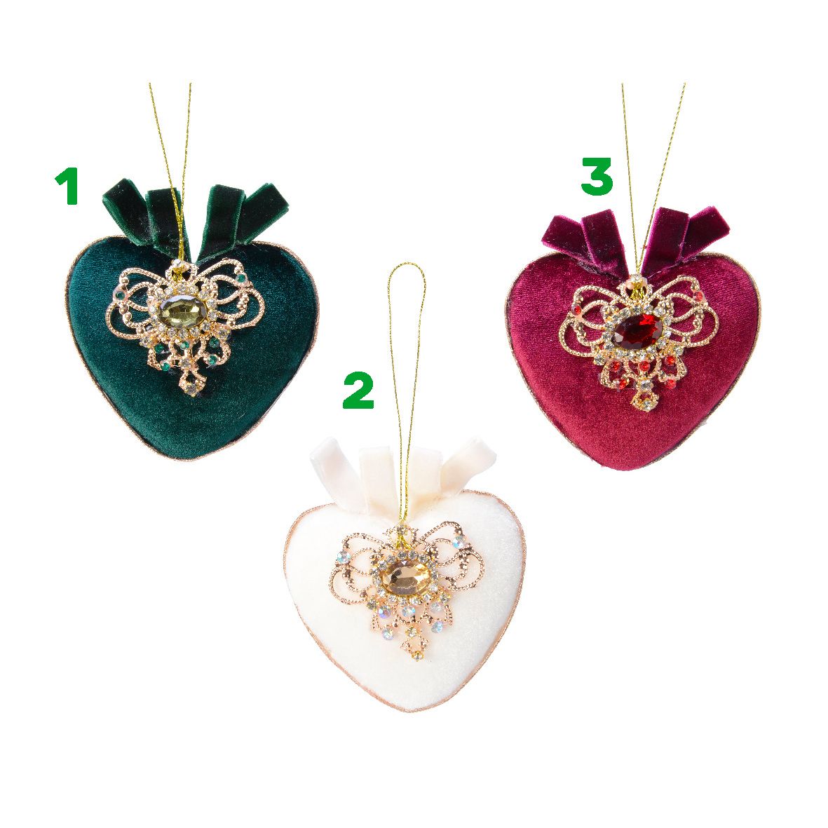 Cuore in velluto dettagli oro