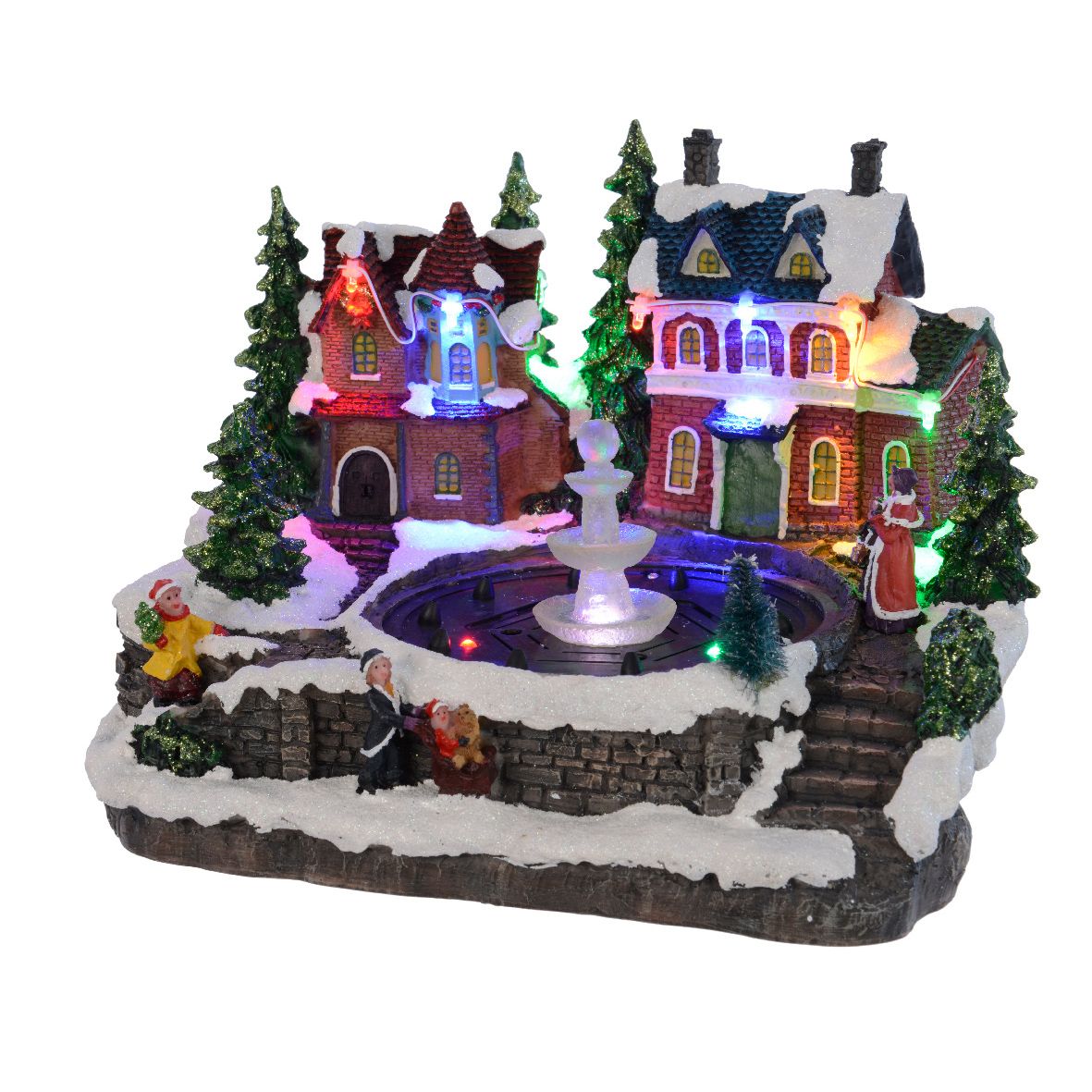 Villaggio natalizio con fontana