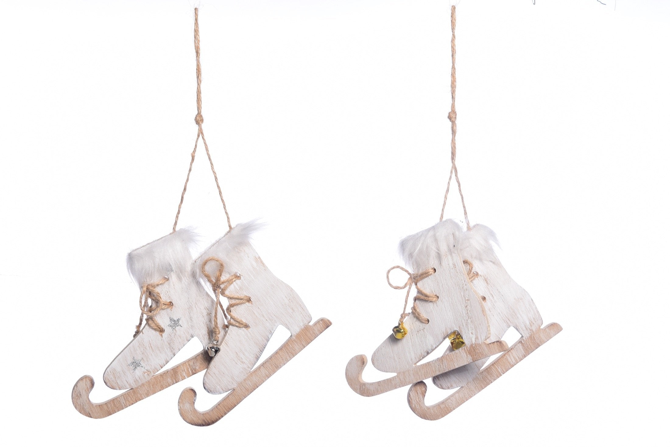 Pattini natalizi in legno con campanelle