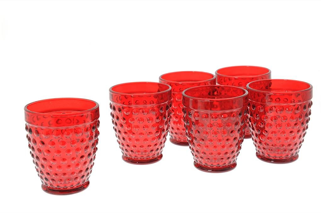Set 6 bicchieri jewel in vetro colore rosso