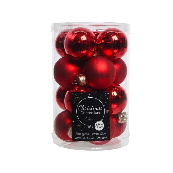 Confezione 16 palline di vetro rosso Kaemingk