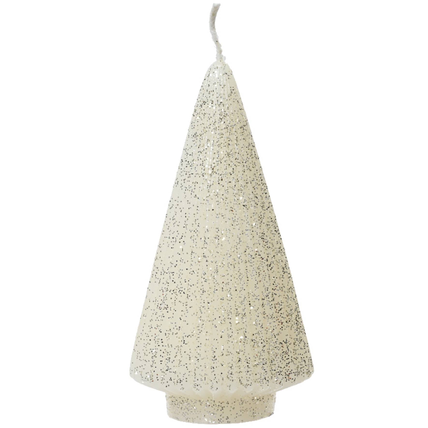 Candela albero di natale argento glitter