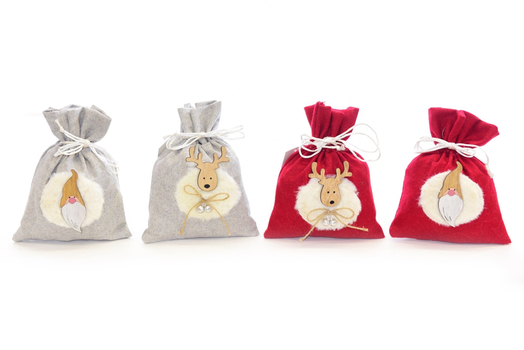 Sacchetto natalizio in tessuto con decorazioni