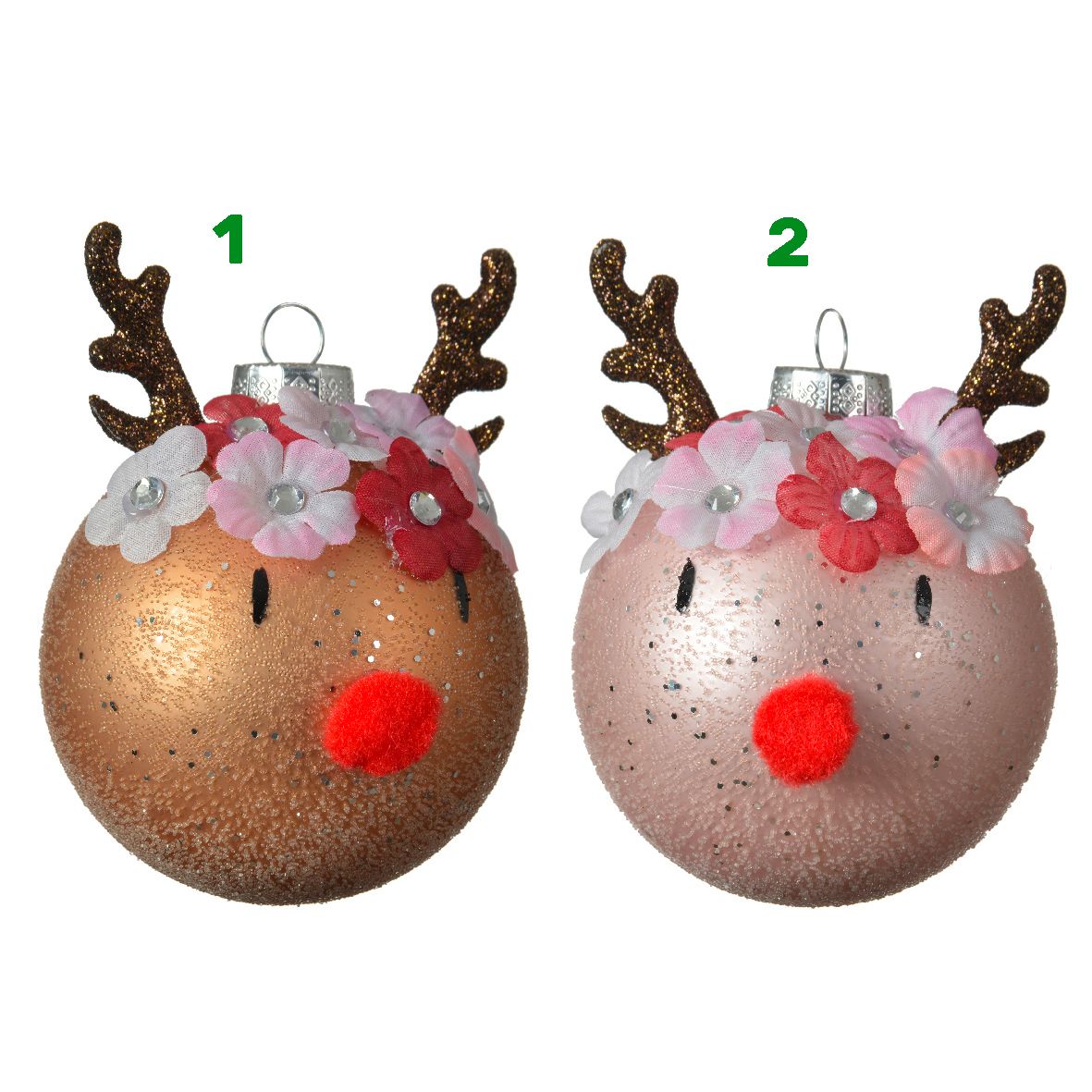 Palla di vetro renna 8 cm