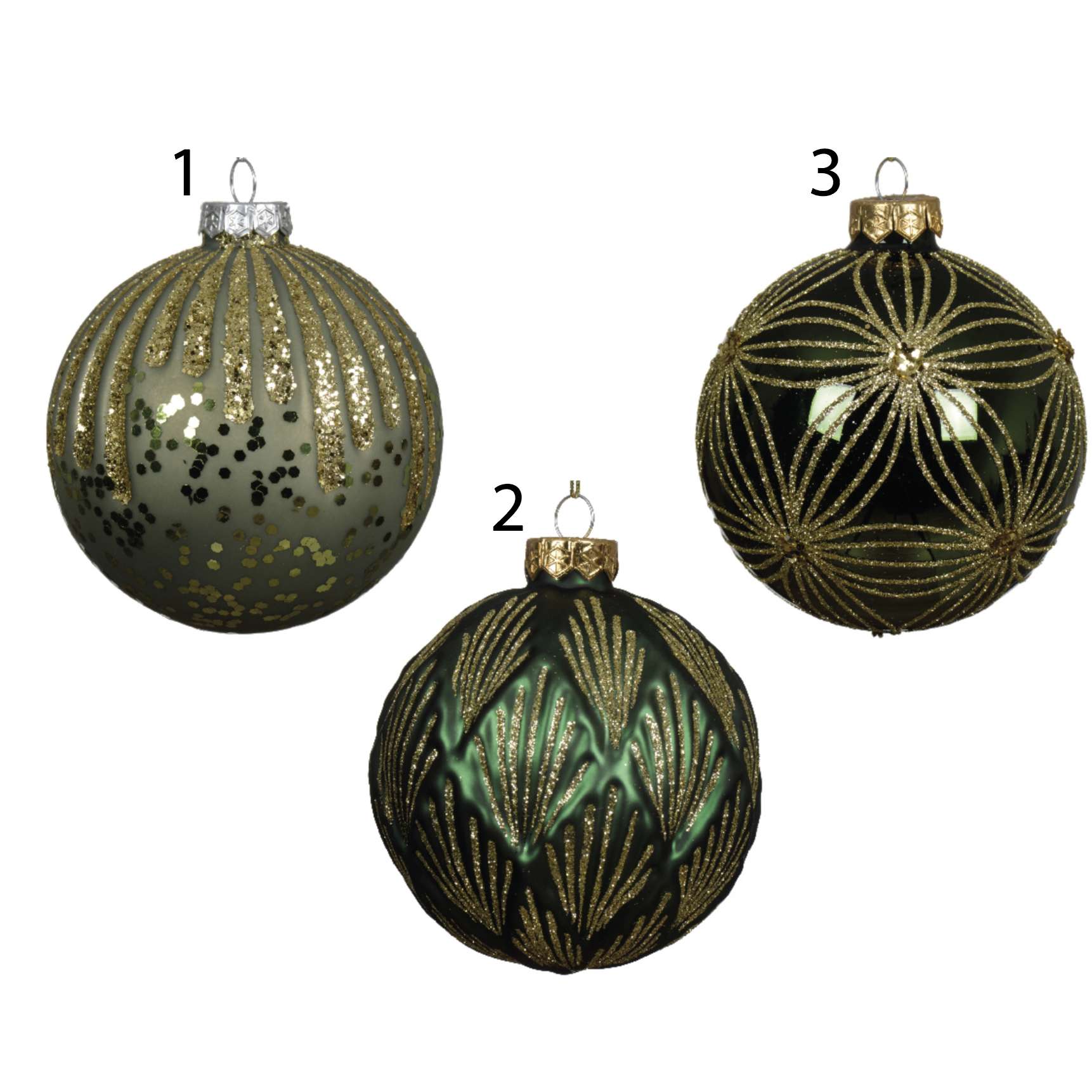 Palla in vetro natalizia 10 cm verde glitter