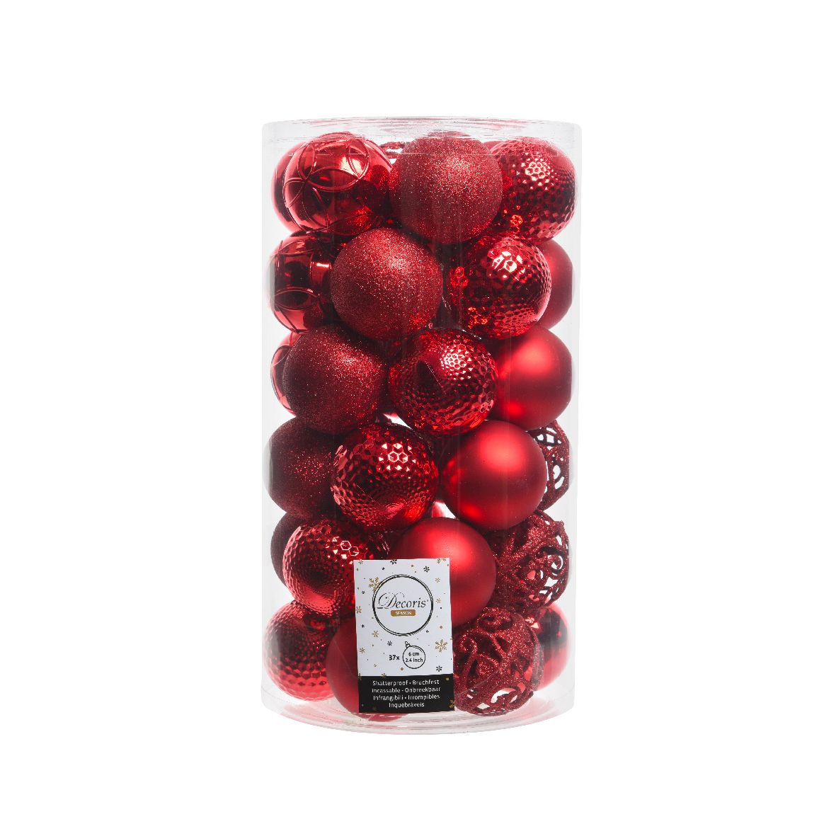 Confezione 37 palline color rosso Kaemingk