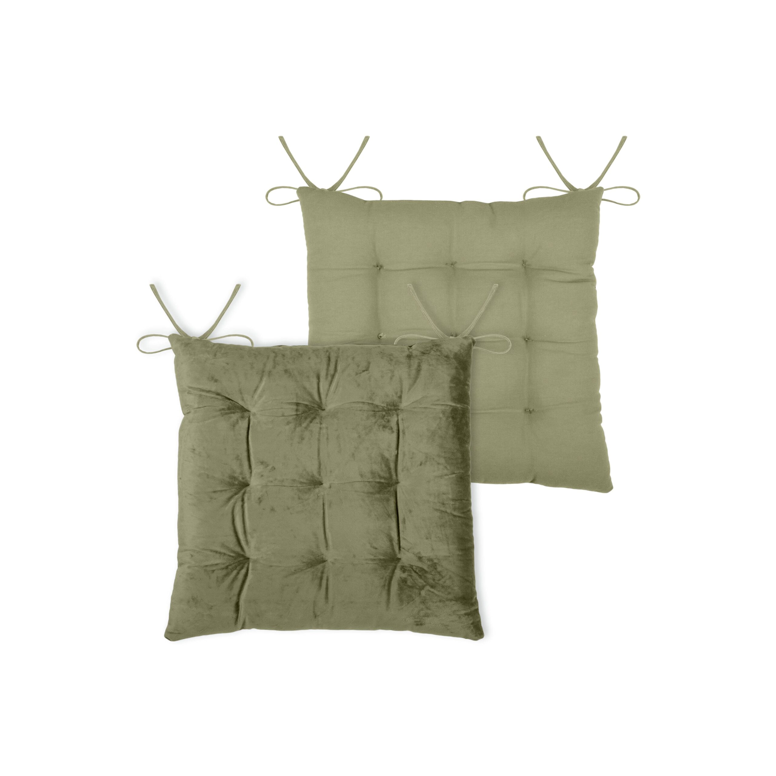 Cuscini quadrati per sedia sfoderabili con cerniera con volant e lacci  misura 38x38 cm in tessuto loneta Made in Italy