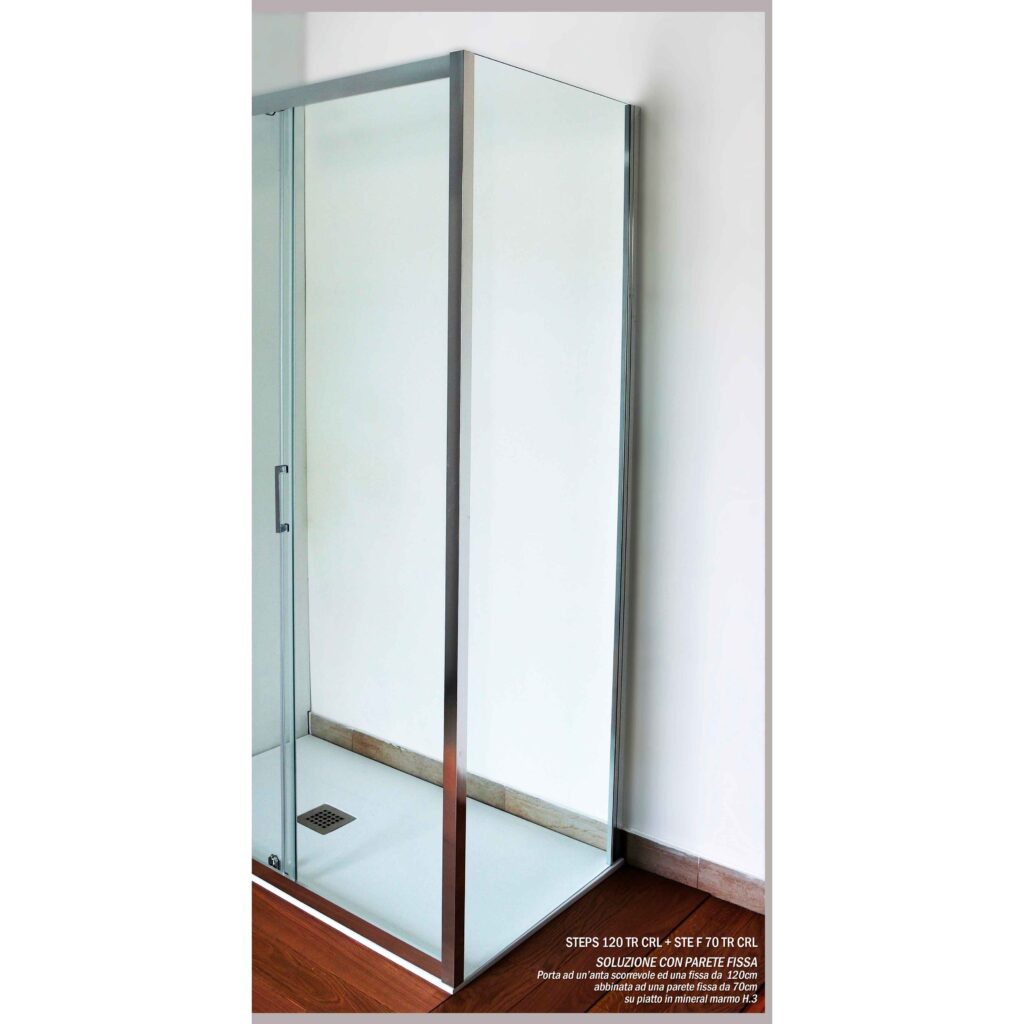 Casa Padrino porta per doccia con pannello laterale argento 76 x 76 x A.  195 cm 